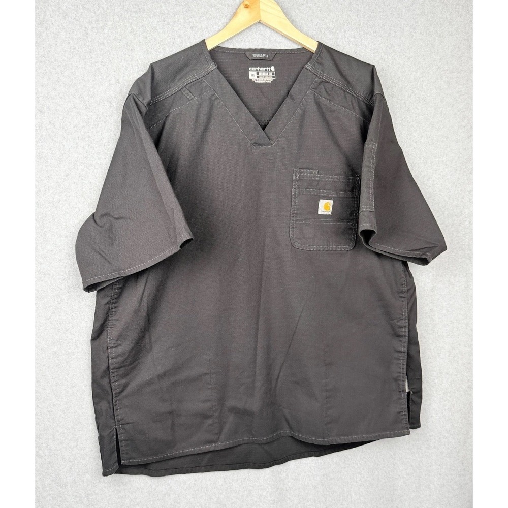 Carhartt Rugged Flex Scrub Top Gray 2XL Modern Fit V Neck Workwear (read desc)
